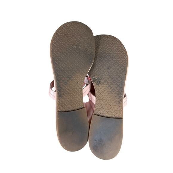 Tory Burch Miller Pink Leather Thong Sandals Women’s Size 8.5M Logo Flats - Picture 6 of 6